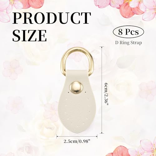 PATIKIL Purse Strap Mount Hook, Sew on Leather Buckle Bag Side D Ring Clips Replacement Clasp - color: White