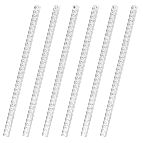 6 Pcs 24 Inch Metal Straight Edge Rulers, Double Sided Inch/Metric Conversion, Non-Bendable Stainless Steel Rulers for Carpentry, Metalworking, Tailoring & Surveying, Drawing, Office, Home - size: 24 Inch