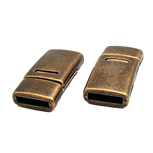 10 Pieces for 10x2 Leather Strip Glue Magnetic Clasps and Closure Antique Copper,10mm Copper Bracelet End Clasps 10mmx2mm Inner Hole - color: Antique Copper