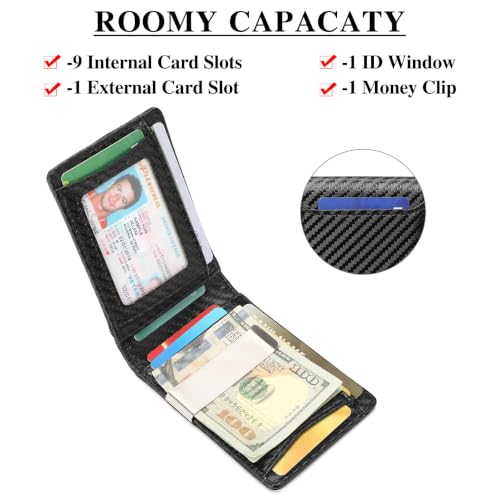FALAN MULE Money Clip Wallets for Men RFID Blocking Front Pocket Wallet Slim Bifold Card Holder Minimalist - color: Na-Black