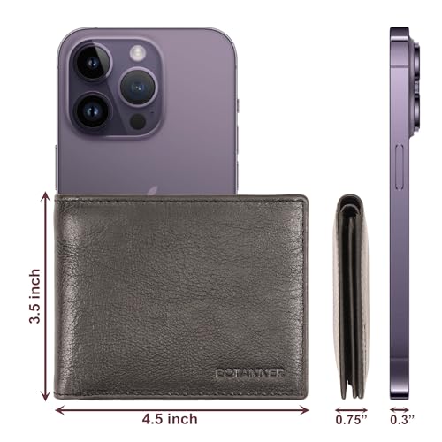 Mens Leather Flip ID Wallet RFID Blocking, 8 Credit Card Slots, 2 ID Window, 2 Sections for Bills, 3 Hidden Pockets | Black - color: Black, size: 8 Card + 2 ID