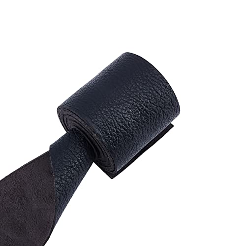 PH PandaHall 3 Inch Leather Blank Belt 2.1 YardsImitation Leather Cord Black Leather Belt Strip Grain Leather Strap Flat Leather Belt Blank for DIY Arts Craft Projects Clothing Jewelry Wrapping, Black