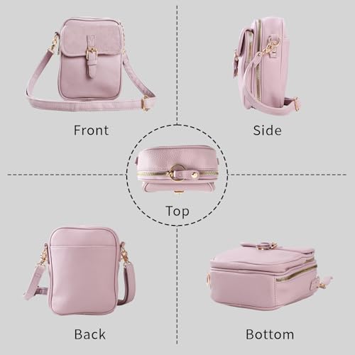 Leather Crossbody Bag for Women,Anti-Theft Messenger Bag with Large Capacity,Built-in Purse Card Slots Shoulder Sling Bag - color: Purple