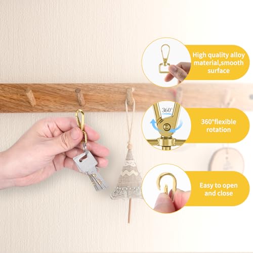 30 Pcs Metal Swivel Lobster Clasp Hooks,D Rings Purse Hardware for Bag Making,Purse Strap Hardware Push Gate Snap Hooks Trigger Clips for DIY Crafts Keychain Purse Handbag Making (Gold,1/2 Inch) - color: Gold, size: 1/2 Inch
