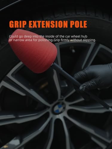 SPTA Metal Polishing Tool, Auto Cylindrical Metal Polish Buffing Polishing Ball, Drill Buffing Sponge Pads Buffing Wheel for Drill Foam, Sponge Buffing for Automotive Car Wheel Hub Care - color: Red Cylindrical Polishing Ball