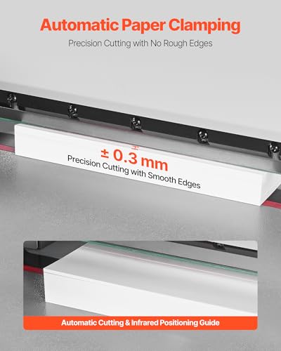 VEVOR Electric Paper Cutter, Heavy Duty Metal Paper Cutter Machine, 17.72 inch Cutting Width, 1.57 inch Cutting Thickness, Electric Guillotine Trimmer with Infrared Function and Spare Blade