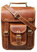 jaald Genuine Leather Messenger Bag Vintage Laptop Crossbody Bag Satchel Man Purse Shoulder Bag for man woman office bag - style: 11 Inches Brown