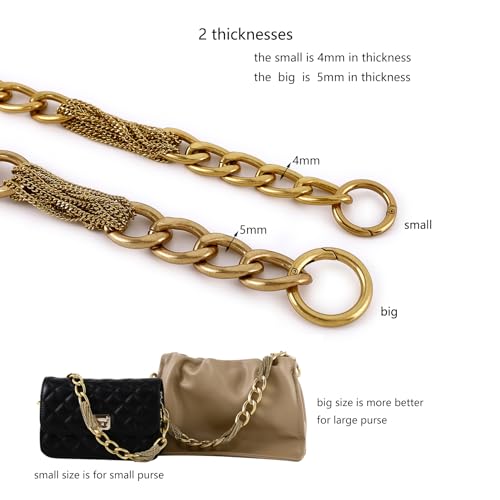 Yichain Classy Metal Tassels Bag Chains Purse Handles Shoulder Strap Replacement Charms Accessories (Yellow Gold Big 17'') - color: Yellow Gold Big 17''