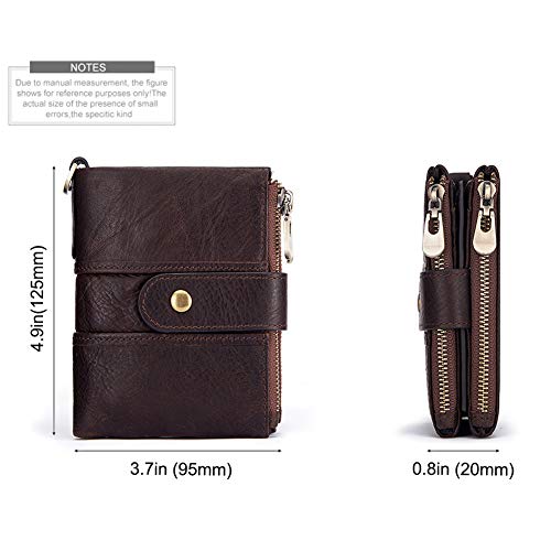 boshiho Genuine Leather Bifold Chain Wallet for Men RFID Blocking - color: Tan