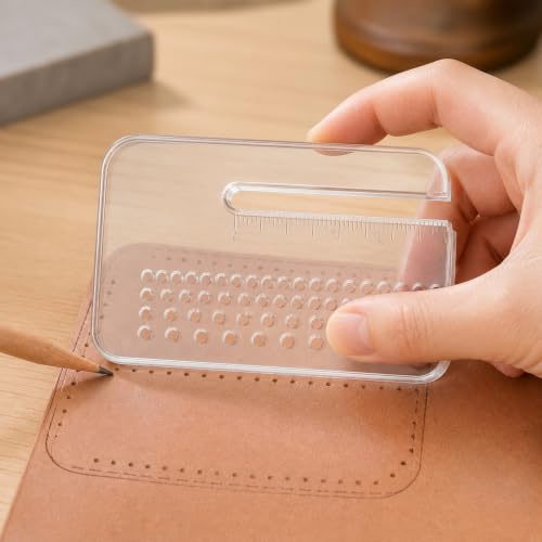 Transparent Measuring Template for Precision Layout Marking, Thick Clear Alignment Gauge with Curved Edge Sizing Reference for Crafting Material Trimming Leatherworking Sewing DIY Projects, 7 * 5cm