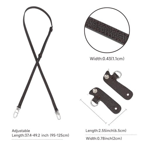 Purse Straps Replacement, Leather Handbag Crossbody Shoulder Strap Kit Adjustable for Mini Longcamp Tote Bag Women - color: Mocha
