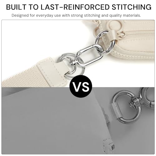 Keychain Wallet for Women with Clear ID Window, Coin Pouch and Wrist Strap | Quick-Access Design with Front Zip Pocket, 3 Card Slots, Inner Mesh Pocket and Lipstick Holder - color: Light Beige