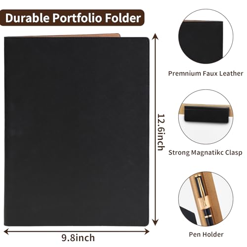 360° Foldable Clipboard Portfolio,A4 Letter Document Holder - color: Black