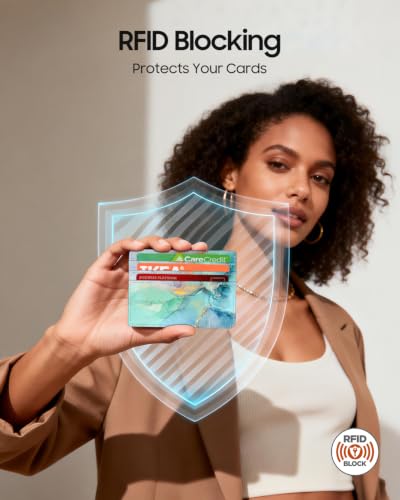 FINTIE Slim Minimalist Front Pocket Wallet RFID Blocking Credit Card Holder | Card Cases with ID Window for Men Women, emerald marble - color: emerald marble