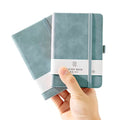2Pack Pocket Notebook Small Notebook Journal Notebook 4 inches x 5.7 inches 200 Pages Leather Cover With Pen Holder Page Marker Ribbons(Blue) - color: Blue