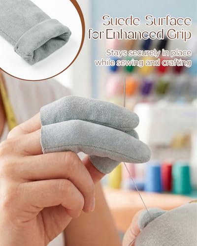 EORTA 10 Pack Leather Finger Cots, Soft Suede Non-Slip Finger Protectors for Needle Felting, Sewing, Electronics Repair, Knitting, Needlework, Embroidery & Crafts, Grey - color: Grey