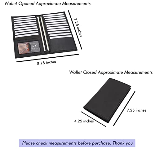 AG Wallets Genuine Leather Mens Long ID 19 Credit Card Security Wallet Black (RFID_Black) - color: RFID_Black