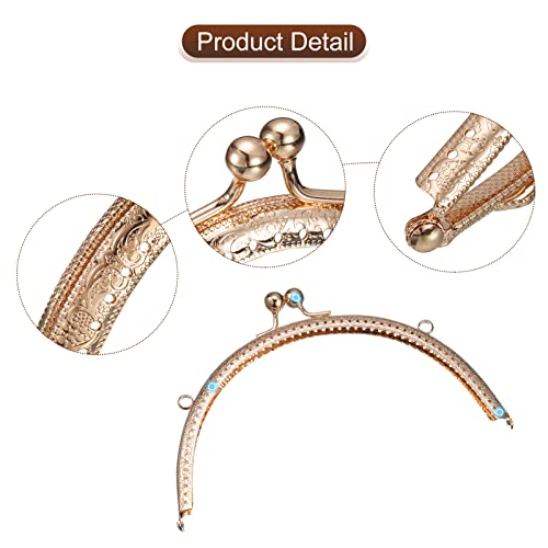 uxcell 4pcs Metal Purse Frame, 8" Kiss Lock Clasp Frame Rectangle Embossed Clutch Frame Handles for Coin Purse Sewing Wallets Bags Making DIY Craft, Gold - color: Gold, size: 8"
