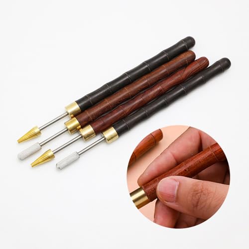 tooloflife Leather Edge Printing Tool Wood Handle Edge Dye Roller Oil Pen for Leather Edge Dressing Edge Kote Leather Touch Up Pen Home DIY Leather Craft (Black, Brass)