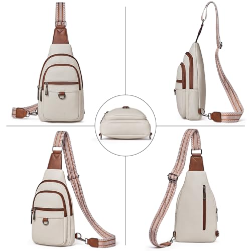 cakang Womens Sling Bag Crossbody Bags for Women Vegan Leather Sling Backpack Daypack Fanny Pack Crossbody Purse Travel - color: 0-white Brown