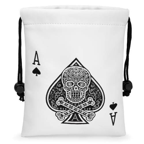 Golf Valuables Pouch - Leather Tee Pouch with Drawstring Closure Golf Gifts - color: Poker Ace