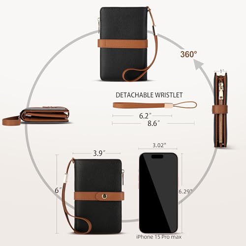 Small Wallet Women RFID Blocking Vegan Leather Slim Thin Bifold Credit Card Wallet Passport Holder Ladies Travel Wallet Mini Purse with Zipper Pocket - color: Black Brown