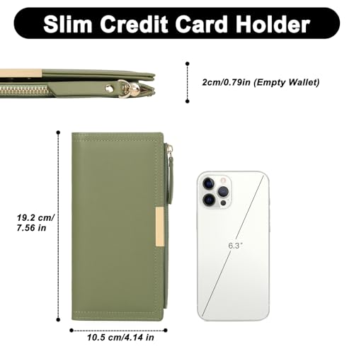 Slim Women's Wallet Ladies Credit Card Holder Bifold RFID Blocking - color: A03 Green