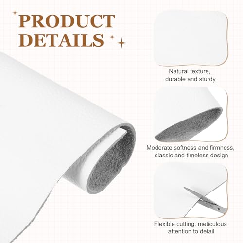 MECCANIXITY 1 PCS Top Grain Leather Sheet 11.8 x 7.9 Inch Natural Cow Leather 1.5-1.8mm Fabric Pieces for DIY Craft Furniture Office Belts Notebook Covers, White - color: White, size: 1.5-1.8mm
