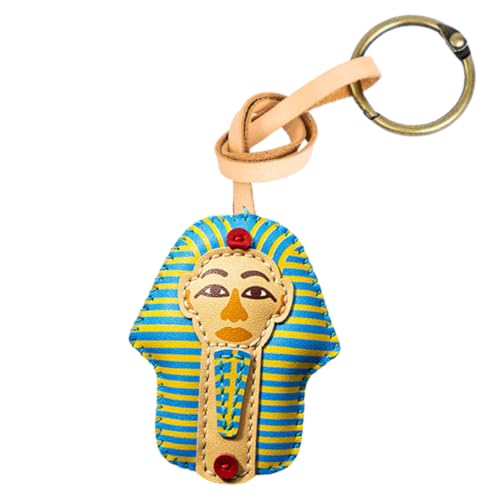 Travel Icon Leather Charm Keychain - Hand-Sewn Bag Charm for Car, Backpack Decoration, Gift for Women Men Kids - color: Sphinx