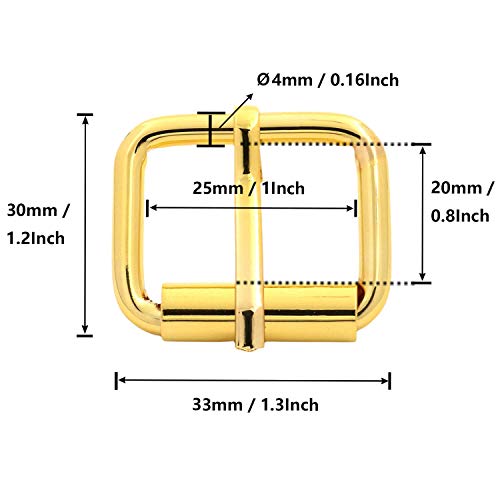 BIKICOCO Roller Buckle, 1'' x 3/4'' Heel Rolling Bar Buckles for Bags Leather Webbing Straps, Gold - Pack of 20 - color: Gold X 20 Pcs