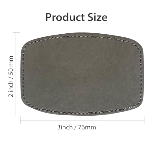 Gray/Grey Blank Leatherette/Leather Patches for Hat Laser Engraving Iron-on with Heat Press Adhesive Backing (Pack of 30) - color: Gray, size: Curved Rectangle