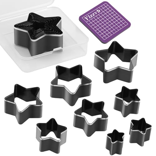 8 Pcs Leather Cutter Tool, Leather Punch Set Hollow Punching Tools | 8 Pcs 20 25 30 35 40 45 50 55mm High Carbon Steel Multiple Shapes Leather Punching Tool for Diy Cutter Craft Punching Die Set - size: 8 Pcs Star