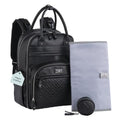 BabbleRoo Leather Diaper Bag Backpack - Baby Essentials Travel Baby Bag, Multi function, with Changing Pad, Stroller Straps & Pacifier Case – Unisex, Black - color: Vegan Leather Black, size: Large