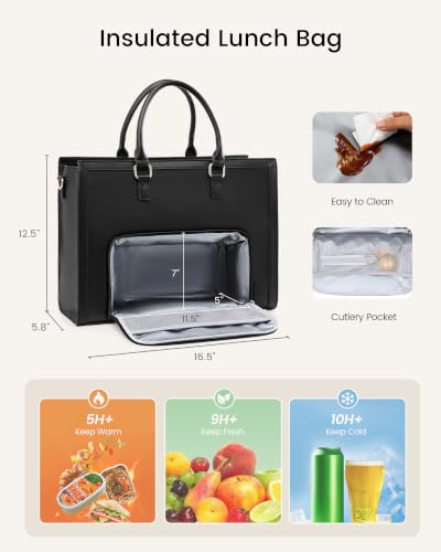 LOVEVOOK Laptop Tote Bag for Women, Large Work Computer Bag with Cup Holder - color: Classic Black, size: 17.3 Inch