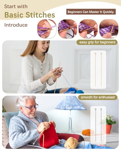 Katech Knitting Kit for Beginner- Learn to Knit Kit for Adults & Kids - color: light khaki