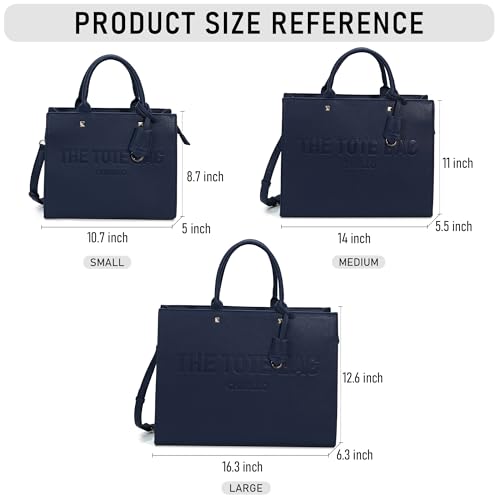 Chinllo Tote Bag for Women Top Handle Satchel Purse and Handbags with Shoulder Strap - color: Navyblue-grained, size: Medium SNAP