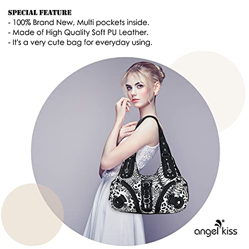Angelkiss Hobo Purses and handbags for Women Satchel Handbag Women Purses Large Daily Shoulder Bags - color: Black-leopard