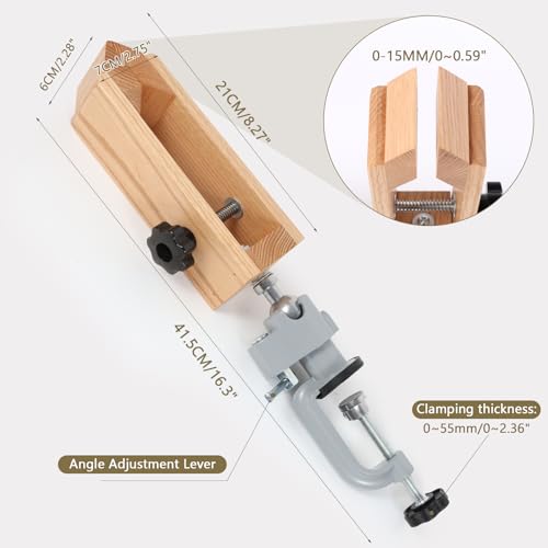 Leather Stitching Pony Clamp - 360 Rotation Wooden Leather Pony Clamp Universal Leathercraft Tool for Speedy Stitching, Lacing, and Sewing (Small Size)