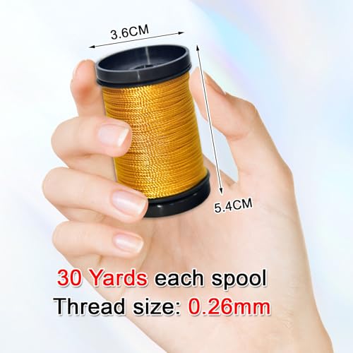 30 Yards Heavy Duty Extra Strong Upholstery Nylon Sewing Thread for Machine, Home, Hand, Craft, and Denim Leather，Color：Gold - color: Gold
