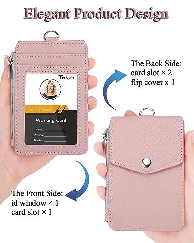 Teskyer ID Badge Holder with Lanyard, Lanyard Wallet, Lychee Dark Pink - color: Lichee Dark Pink, size: 3.1" x 4.7"