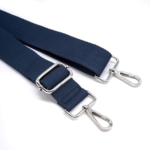 S&loyoe Thickened Solid Color Purse Straps Replacement Crossbody Bag Strap Adjustable Wide Guitar Straps for Handbags 1.5inch - color: Dark Blue Silver Buckle
