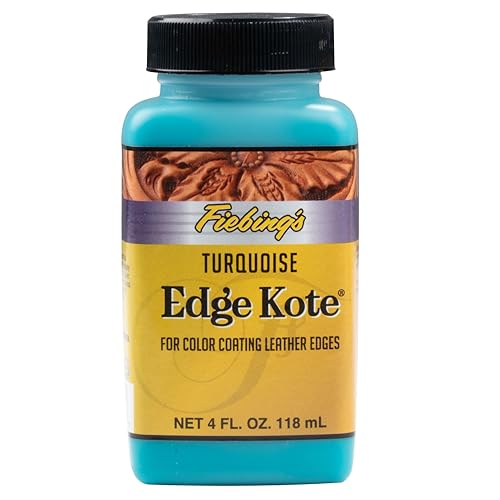 Fiebing's Edge Kote (4oz, Turquoise) - Leather Edge Paint for Shoes, Furniture, Purses, Couches, Belts - Flexible, Water Resistant, Semi Gloss Color Coating Leather Dye to Protect Natural Edges - color: Turquoise