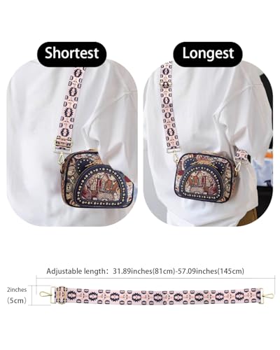Embroidered Purse Straps Replacement Crossbody Wide Adjustable Bag Straps | Thick Purse Strap for Crossbody Bags,Extra Long Strap,Cross Body Straps for Handbags,Bag Straps for Tote Bags,Shoulder Straps - color: Pink 1