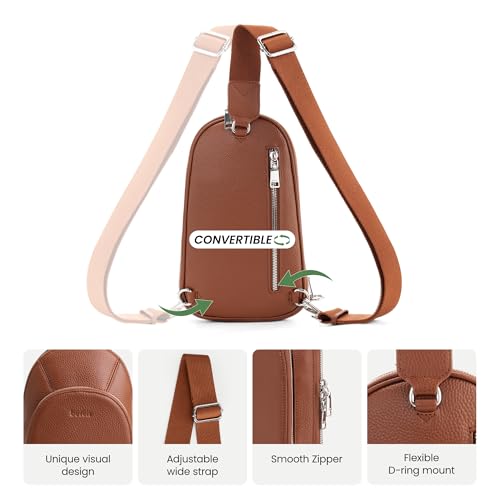 befen Genuine Leather Sling Bag for Women, Anti Theft Crossbody Chest Bags | Leather Fanny Packs for Travel with RFID Card Slots for Daily Travel - color: Brown