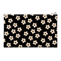 Money Bag with Zipper, Cute PU Leather Cash Bags, Portable Bank Bag Money Pouch for Cash, Coins, Checks, Receipts, Invoices Cosmetics Tools, Deposit Bag for Office Travel, Black Daisy - color: Black Daisy
