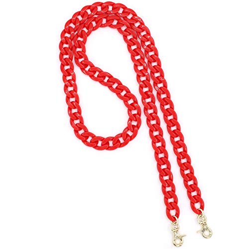 Aumey Clear White Black Brown Acrylic Chain Clutch Purse Strap Handles Bag Handbag Purse Replacement Chains 40 Inches - color: Red