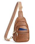 CHOLISS Anti Theft Small Sling Bag for Women and Men RFID Leather Crossbody Bags Fanny Pack Chest Bag Travel Purse Daypacks - color: Brown