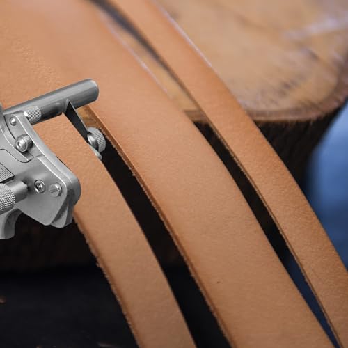 JOJOCY Leather Strap Cutter, Universal Strip Strap Cutter Adjustable Cutting Width & Thicknesses Leather Handcraft Tool Wooden Handles for Making Belts, Straps, Bag Straps