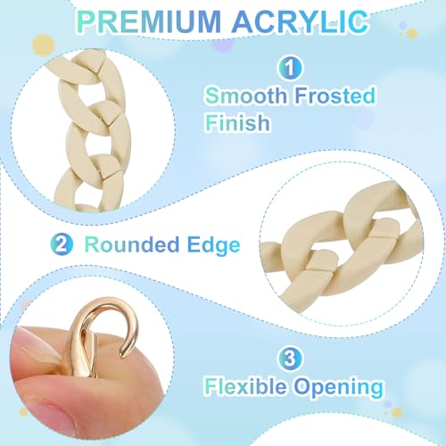 PATIKIL 15" Acrylic Purse Chain Acrylic Chain Linking Rings Cream - color: Matte Cream