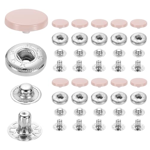 uxcell 20 Set Snap Fasteners, 15mm #831 Zinc Alloy Press Studs Buttons Popper Stud Cap for Clothing Jeans Jackets Leather Sewing Repairing, Dusty Pink - color: Dusty Pink, size: 15mm